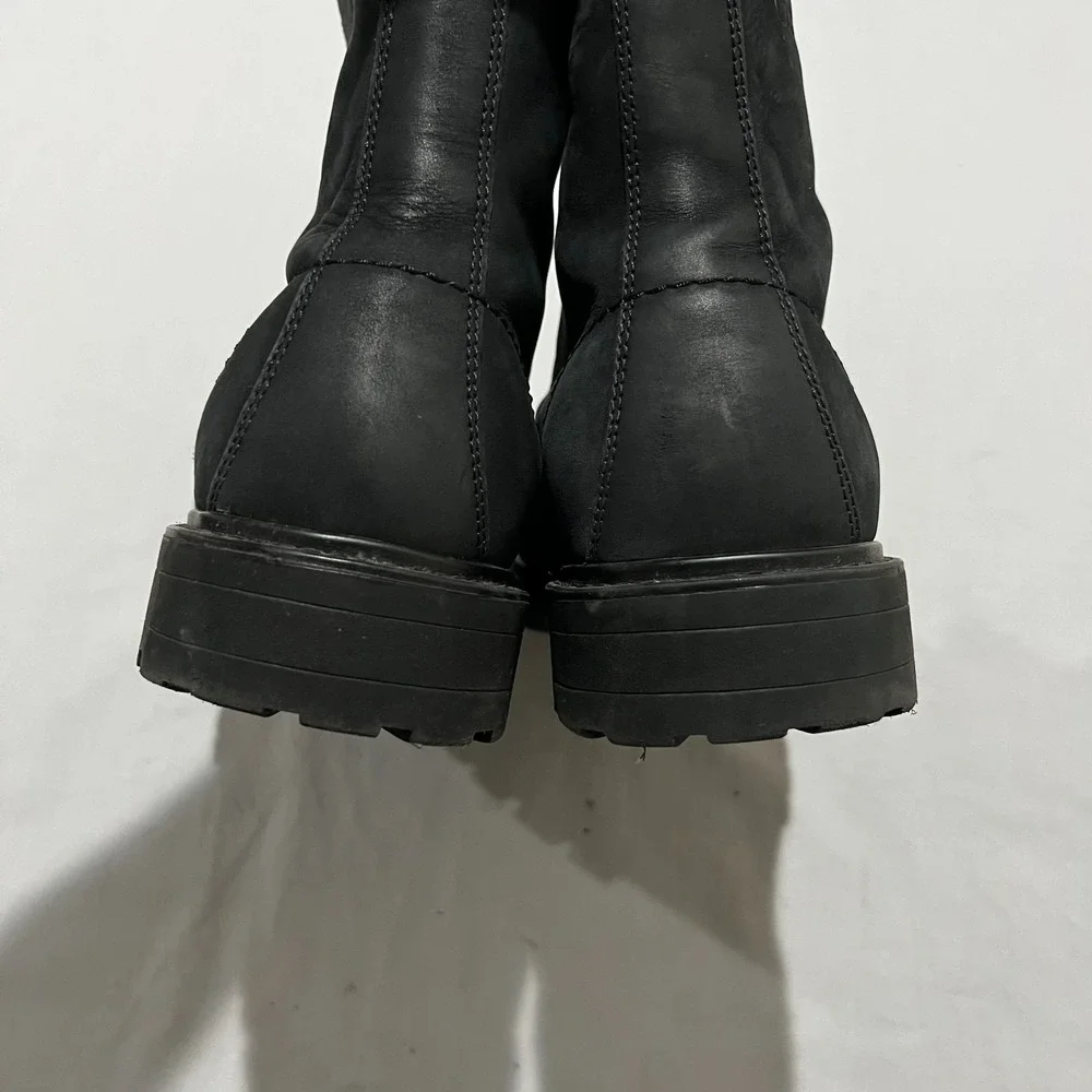 Calvin Klein Lorenzo Mens Black Suede Leather Lace Up Lug Sole Combat Boots 10